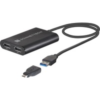 Sonnet USB3-DDP4K câble vidéo et adaptateur USB Type-A 2 x DisplayPort Noir Noir, USB Type-A, 2 x DisplayPort, Mâle, Femelle, Droit, Droit