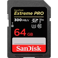 SanDisk Extreme PRO 64 Go SDXC UHS-II Classe 10, Carte mémoire Noir, 64 Go, SDXC, Classe 10, UHS-II, 300 Mo/s, 260 Mo/s