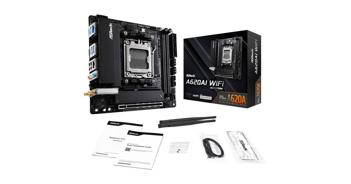 Modem Asro ASRock Asro A620AI WIFI carte mère socket AM5 RAID, 2.5 Gb-LAN, Wi-Fi ...