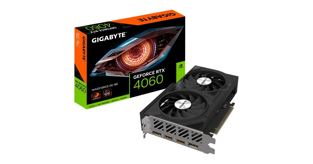 GIGABYTE GeForce RTX 4060 WINDFORCE OC 8G Carte graphique 2x HDMI 2x DisplayPort DLSS 3