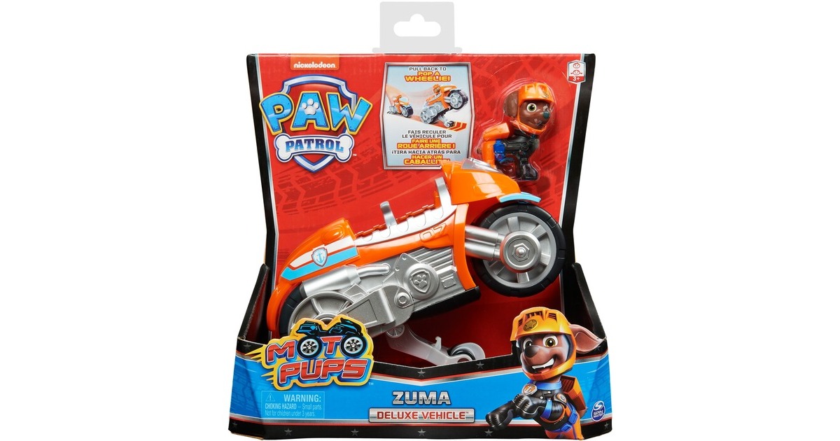 Pat patrouille - vehicule + figurine amovible zuma moto pups paw patrol -  moto rétrofriction - 6060544 - jouet enfant 3 ans et + SPI6060544 -  Conforama