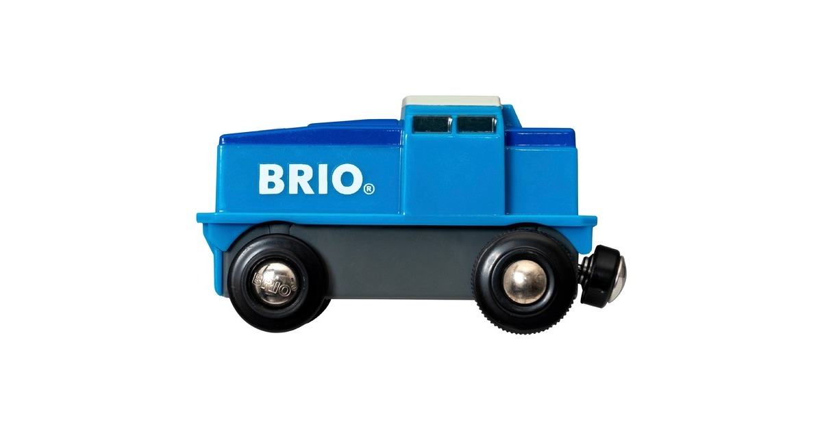 Brio World – Locomotive Fret électrique 33214, Marche Avant/arrière, Phare Lumineux, Compatible Circuits Bois, Dès 3 Ans