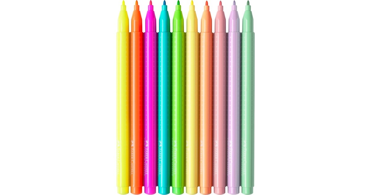 Faber-Castell 155312 stylo-feutre Fin Multicolore 10 pièce(s) Fin, 10  couleurs, Multicolore, Multicolore, Triangle, Enfants