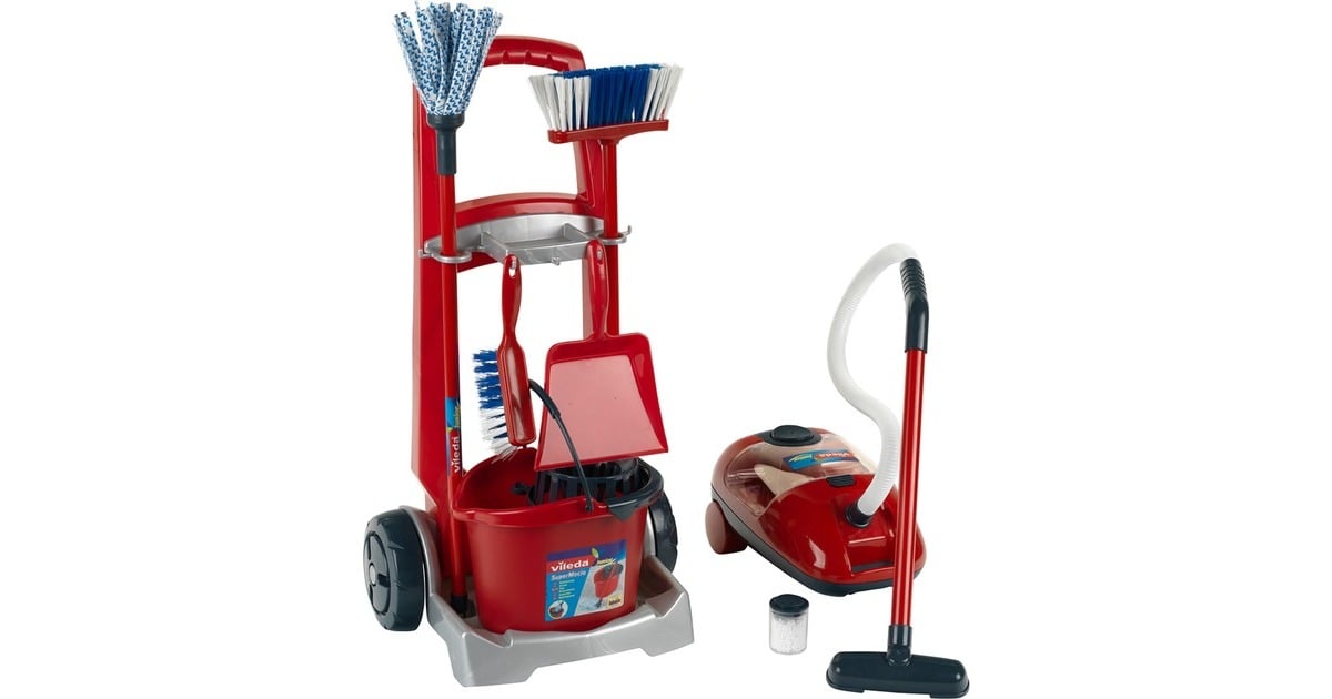 Jouet Ecoiffier Chariot Ménage + Aspirateur - 11 Accessoires Pour Enfants Dès 18 Mois, Fabriqué En France