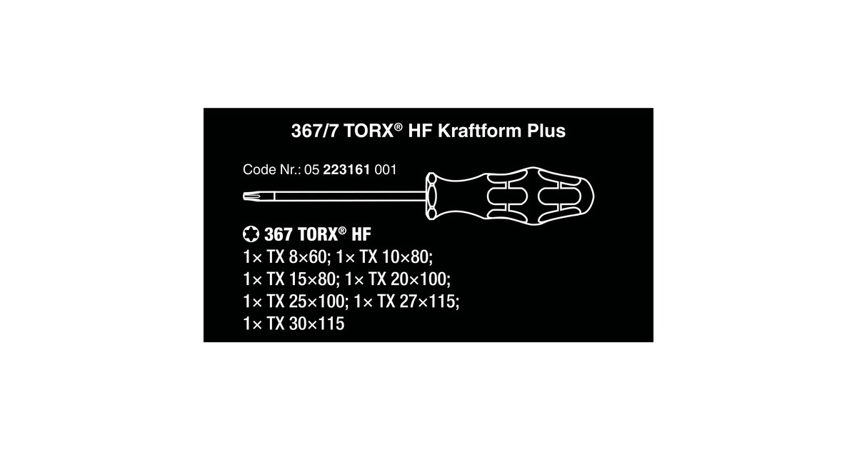 Jeu De Tournevis Torx Wera 467/7 - 7 Pièces, Manche En T, Fonction De Retenue, Pour Couples élevés, Rack Inclus