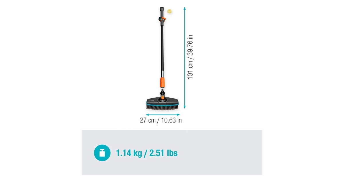 GARDENA Brosse à Manche Souple Flex Cleansystem, Pour Grandes Surfaces
