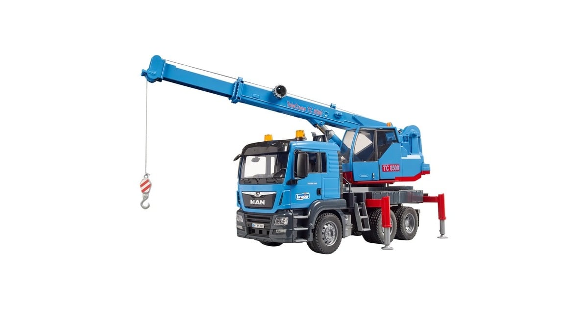 MAN TGS Bruder Fonctionnel Bruder 03771 MAN TGS Camion-Grue – Jouet Camion Grue Fonctionnel Échelle 1:16 – Dès 4 Ans, Grue 360° + Stabilisateurs