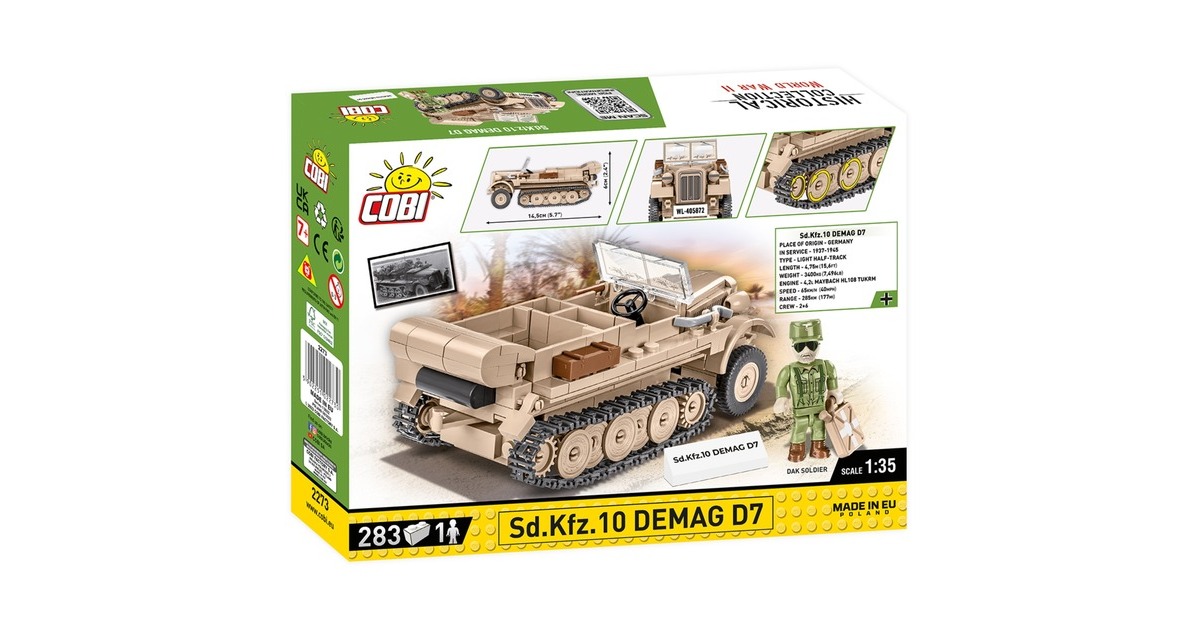 Jeu De Construction COBI 2273 - Sd.Kfz. 10 Demag D7 - WWII - 283 Pièces - Neuf