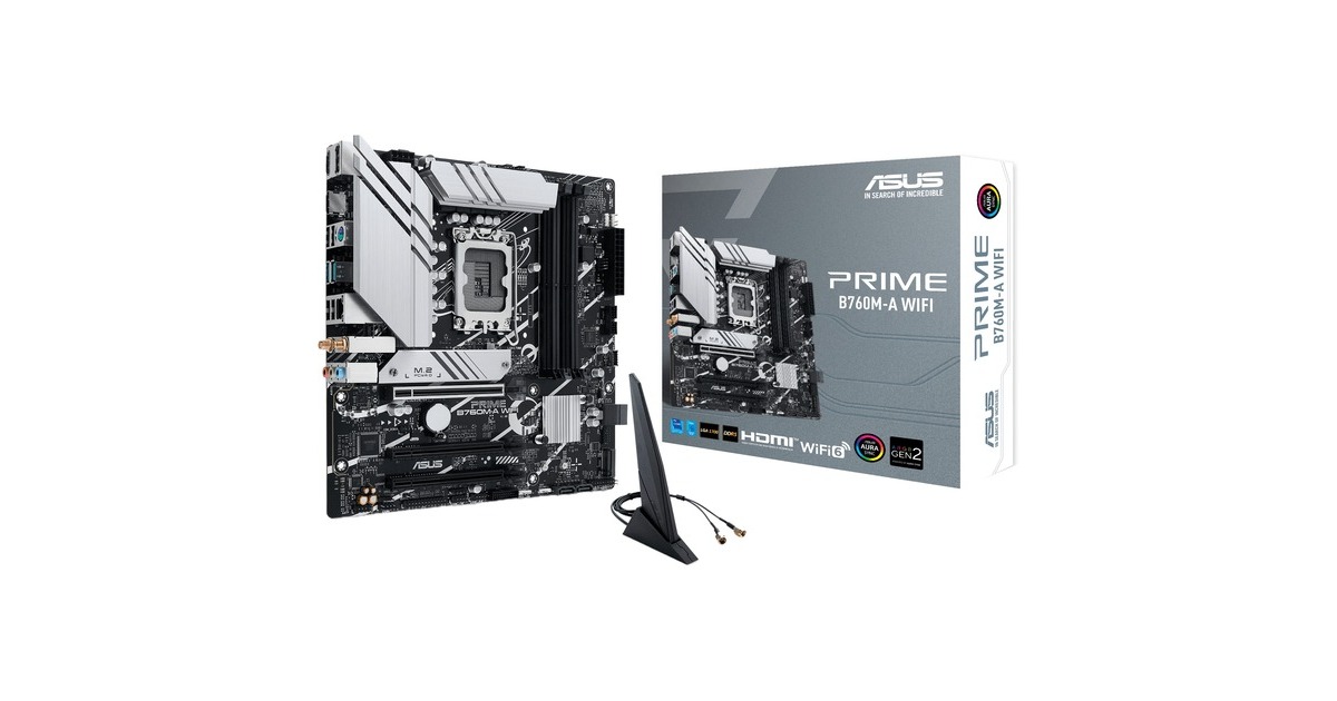 Carte Mère ASUS Prime B760M-A - Intel B760 LGA 1700 - Micro-ATX - PCIe 4.0 - 2x M.2 - RGB Aura Sync