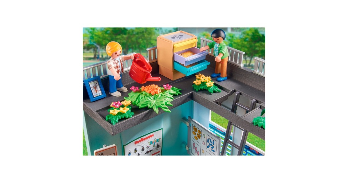 Playmobil 71327 Ecole aménagée - City Life - avec Six Personnages, Une école  sur Deux étages avec Un Ascenseur, Une terrasse sur Le Toit et Un Chien -  Dès 4 Ans : : Jeux et Jouets