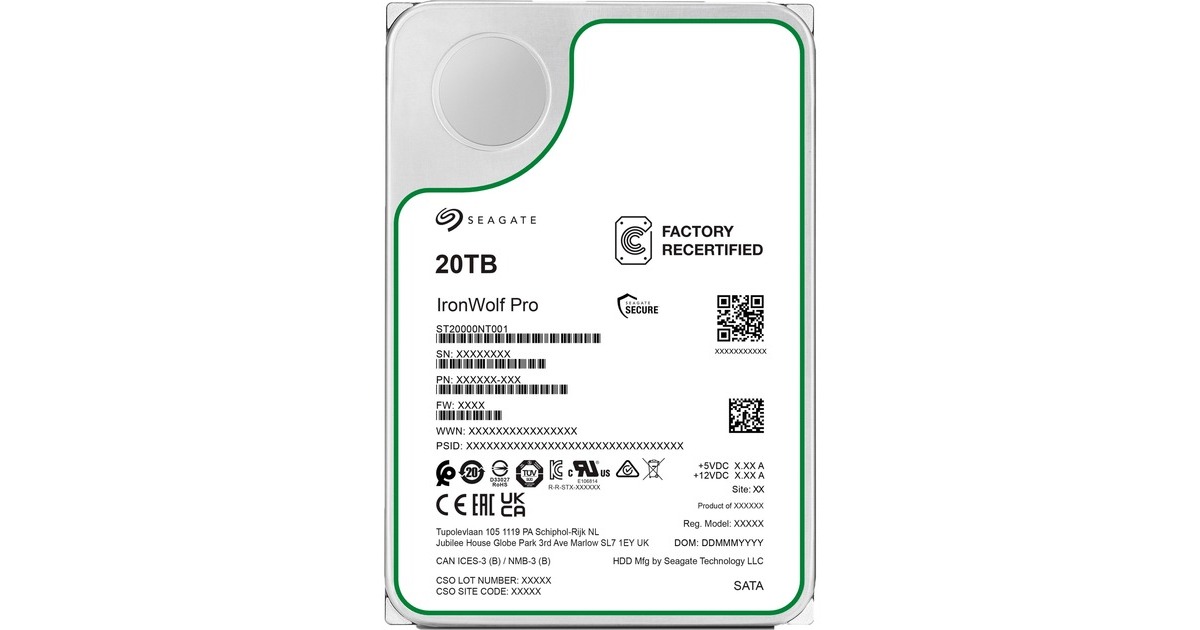 Disque Dur NAS Seagate IronWolf Pro 22To - 7200 Tr/min, CMR, 256Mo Cache - Reconditionné ST22000NT001
