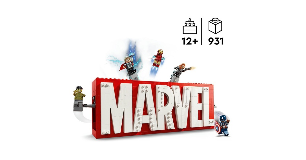 Lego Marvel Super Heroes - Logo MARVEL et minifigures, Jouets de