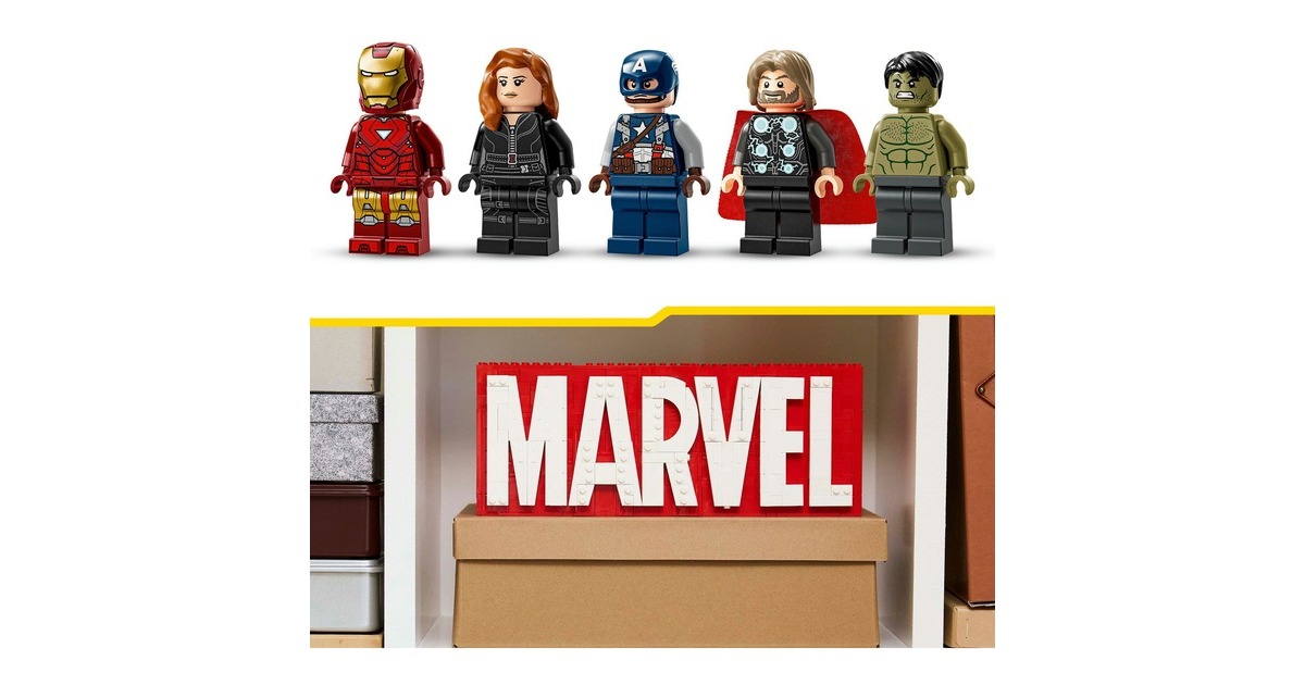 Lego Marvel Super Heroes - Logo MARVEL et minifigures, Jouets de