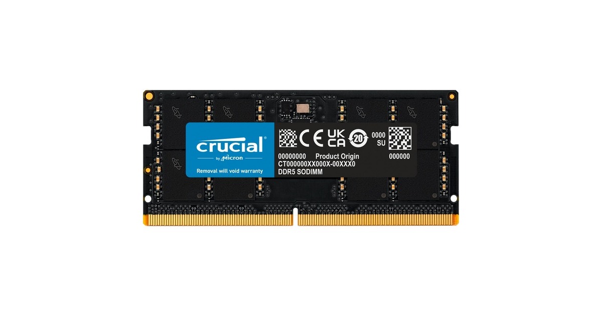 Crucial 32 Go DDR5-4800, Mémoire vive Noir, CT32G48C40S5