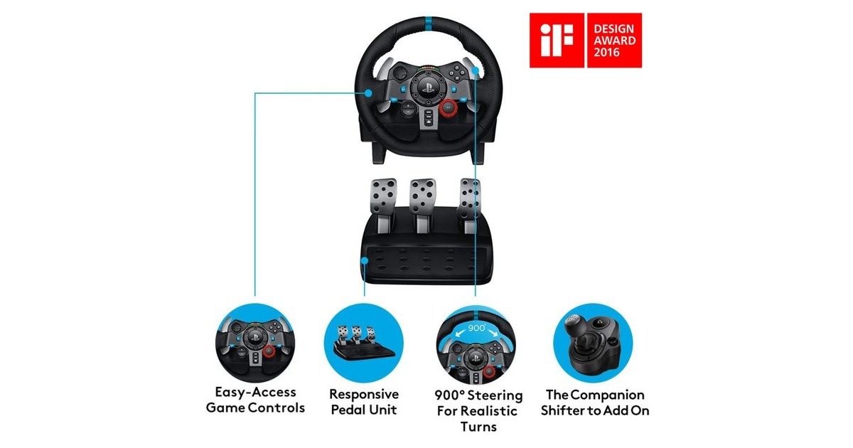 Logitech gaming G29 Driving Force, Volant Noir, Pc, PlayStation 3, PlayStation 4, PlayStation 5 Logitech gaming G29 Driving Force, Volant Noir, Pc, PlayStation 3, PlayStation 4, PlayStation 5