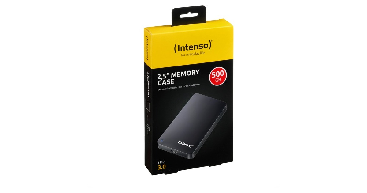 Intenso Memory Case 2.5 USB 3.0 disque dur externe 500 Go Noir Noir, 500 Go,  2.5, 3.2 Gen 1 (3.1 Gen 1), 5400 tr/min, Noir