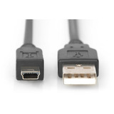 Digitus Câble USB 2.0, connecteur USB-A > connecteur mini USB Noir