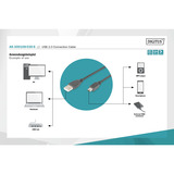 Digitus Câble USB 2.0, connecteur USB-A > connecteur mini USB Noir