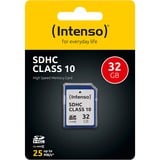 Intenso 32GB SDHC 32 Go Classe 10, Carte mémoire 32 Go, SDHC, Classe 10, 25 Mo/s, Résistant aux chocs, Résistant à une température, Résistant aux rayons X, Noir