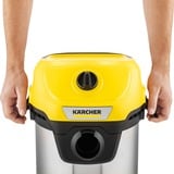 Kärcher WD 3 S V-17/4/20 17 L Aspirateur sans sac Sec&humide 1000 W Sac à poussière, Aspirateur sec/humide Jaune/en acier inoxydable, 1000 W, Aspirateur sans sac, Sec&humide, Sac à poussière, 17 L, Filtrage