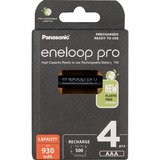 Panasonic Eneloop Pro Batterie rechargeable AAA Hybrides nickel-métal (NiMH) Batterie rechargeable, AAA, Hybrides nickel-métal (NiMH), 4 pièce(s), 930 mAh, Noir