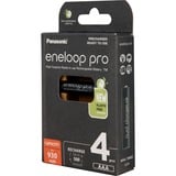 Panasonic Eneloop Pro Batterie rechargeable AAA Hybrides nickel-métal (NiMH) Batterie rechargeable, AAA, Hybrides nickel-métal (NiMH), 4 pièce(s), 930 mAh, Noir