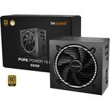 be quiet! Pure Power 13 M alimentation modulaire 650 watt Noir, 1x 12V-2x6, 2x PCIe, semi-passive, 80 Plus Gold, 650 W, 100 - 240 V, 720 W, 50/60 Hz, 10 A, 5 A