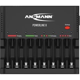 Ansmann Powerline 8, Chargeur Noir, Nickel-Cadmium (NiCd), Hybrides nickel-métal (NiMH), Surcharge, AA, AAA