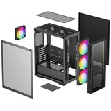 DeepCool  boîtier midi tower Noir | 1x USB-A | 1x USB-C | RGB | Verre Trempé