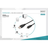 Digitus Câble de connexion USB 2.0 USB-A (connecteur) > Micro-USB (connecteur) Noir
