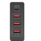 Digitus Chargeur USB universel, 4 ports, USB Type-C™ Noir, 4 ports, USB Type-C™, Intérieure, Secteur, 20 V, 1,2 m, Noir