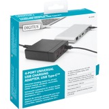 Digitus Chargeur USB universel, 4 ports, USB Type-C™ Noir, 4 ports, USB Type-C™, Intérieure, Secteur, 20 V, 1,2 m, Noir