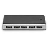 Digitus Concentrateur USB 2.0, 10 ports, Hub USB Noir/Argent, 10 ports, USB 2.0, 480 Mbit/s, Noir, Argent, Chine, 5 V, 4 A