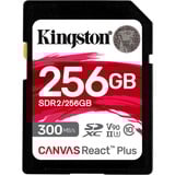 Kingston Canvas React Plus 256 Go SD UHS-II Classe 10, Carte mémoire Noir, 256 Go, SD, Classe 10, UHS-II, 300 Mo/s, 260 Mo/s