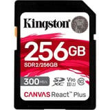 Kingston Canvas React Plus 256 Go SD UHS-II Classe 10, Carte mémoire Noir, 256 Go, SD, Classe 10, UHS-II, 300 Mo/s, 260 Mo/s