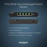 Netgear MS305 Non-géré 2.5G Ethernet (100/1000/2500) Noir, Switch Non-géré, 2.5G Ethernet (100/1000/2500), Full duplex, Montage mural