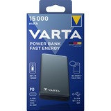 Varta Fast Energy 15000 Lithium Polymère (LiPo) 15000 mAh Argent, Batterie portable Gris, 15000 mAh, Lithium Polymère (LiPo), Quick Charge 3.0, 3,7 V, Argent