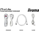 iiyama ProLite T2252MSC-W2AG 21.5" Moniteur tactile Blanc (mat), 1x DisplayPort, 1x HDMI, 2x USB-A, 54,6 cm (21.5"), 1920 x 1080 pixels, Full HD, LCD, 5 ms, Blanc