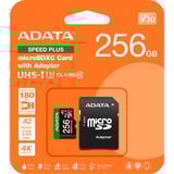 ADATA Speed Plus 256 Go MicroSDXC Classe 10, Carte mémoire 256 Go, MicroSDXC, Classe 10, 180 Mo/s, 160 Mo/s, Class 3 (U3)