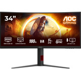 AOC G4 CU34G4 écran plat de PC 86,4 cm (34") 3440 x 1440 pixels Wide Quad HD LED Noir, Rouge Moniteur UltraWide gaming incurvé Noir (Mat), 1x DisplayPort, 2x HDMI, 180 Hz, 86,4 cm (34"), 3440 x 1440 pixels, Wide Quad HD, LED, 1 ms, Noir, Rouge