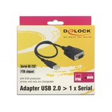 DeLOCK 62958 carte et adaptateur d'interfaces Série Noir, USB Type-A, Série, RS-232, Noir, 0,45 m, FTDI FT232RL