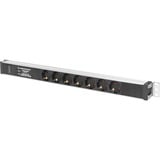 Digitus Bâti de prises avec profilé d'aluminium 1HE, 7 prises, Multiprise Noir/en aluminium