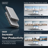 Digitus Station d'accueil USB-C 11 ports Gris/Noir