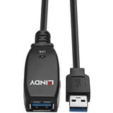 Lindy Rallonge active USB 3.0, Slim, 15m, Câble d'extension Noir, Slim, 15m, 15 m, USB A, USB A, USB 3.2 Gen 1 (3.1 Gen 1), 5 Gbit/s, Noir