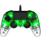 Nacon Manette filaire compacte lumineuse pour Playstation 4, Manette de jeu Transparent/Vert, Manette de jeu, PlayStation 4, Touche Partage, Analogique/Numérique, Vert, Avec fil
