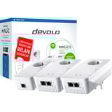 devolo MAGIC 2 WiFi next Multiroom Kit 2400 Mbit/s Ethernet/LAN Blanc 3 pièce(s), Powerline 2400 Mbit/s, IEEE 802.2x, IEEE 802.3ab, IEEE 802.3az, IEEE 802.3u, Gigabit Ethernet, 10,100,1000 Mbit/s, Wi-Fi 5 (802.11ac), 802.11a, 802.11b, 802.11g, Wi-Fi 4 (802.11n), Wi-Fi 5 (802.11ac)
