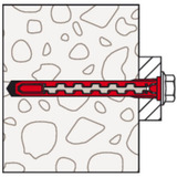 fischer Cheville à tige longue HybridPower 10x90 T K Rouge/gris