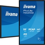 iiyama ProLite T5529AS-B1AG 54.6" 4K Ultra HD Moniteur tactile Noir (Mat), 2x HDMI, 1x USB-C, 2x USB-A, 1x RJ-45, En forme de kiosk, 138,7 cm (54.6"), LED, 3840 x 2160 pixels, Wifi, 24/7