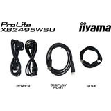 iiyama ProLite XB2495WSU-B1 24.1" Moniteur Noir (Mat), 1x DisplayPort, 1x HDMI, 1x USB-C, 3x USB-A, 61,2 cm (24.1"), 1920 x 1200 pixels, WUXGA, LCD, 4 ms, Noir
