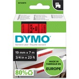 Dymo D1 - Standard Étiquettes - Noir sur rouge - 19mm x 7m, Ruban Noir sur rouge, Polyester, Belgique, -18 - 90 °C, DYMO, LabelManager, LabelWriter 450 DUO